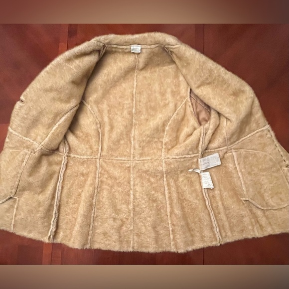 Vintage Genuine Suede Faux Sherpa Jacket MEDIUM Tan Boho - Picture 10 of 15